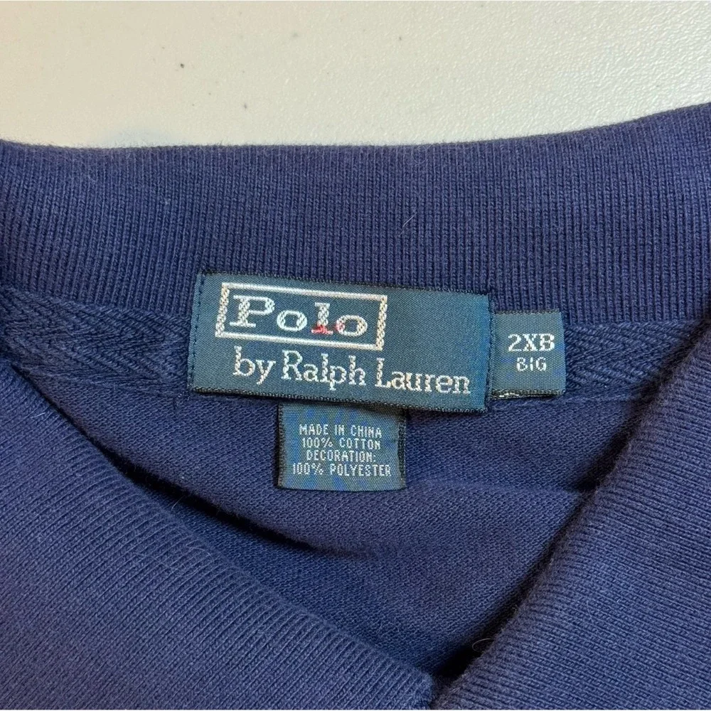 Vintage Polo Ralph Lauren Blue New York Big Pony Chief Keef Polo Shirt Men's 2XB